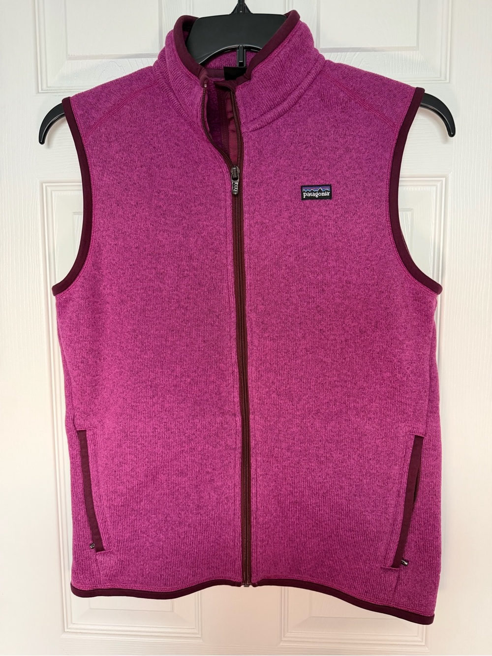 Patagonia Better Sweater Vest Womenβs Sz Large Full Zip Berry Pink Zip Pockets
